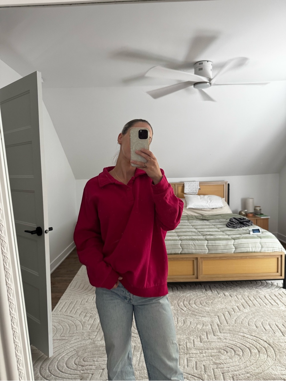 twik Red Polo-Style Pullover Sweatshirt